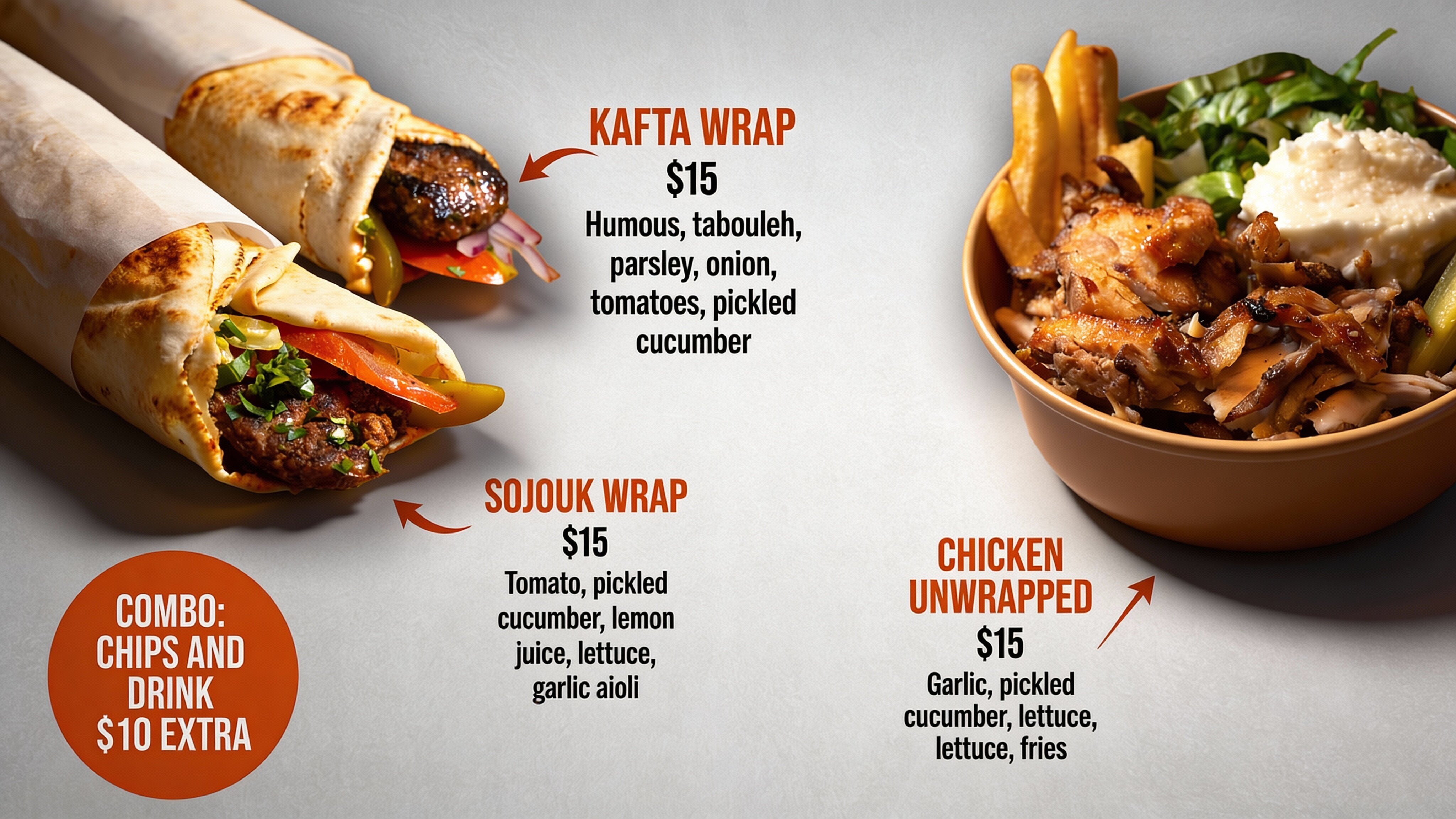 Jimmy's Shawarma digital menu slide
